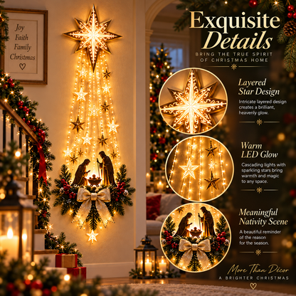 ✨Last Day 54% OFF✨✝️ Bethlehem Star of Faith – Lighted Nativity Wall Decor