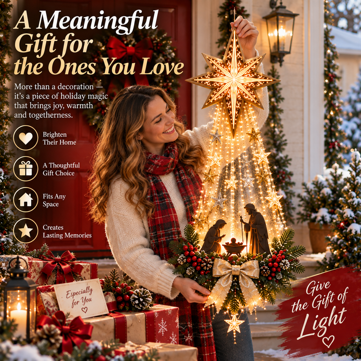 ✨Last Day 54% OFF✨✝️ Bethlehem Star of Faith – Lighted Nativity Wall Decor