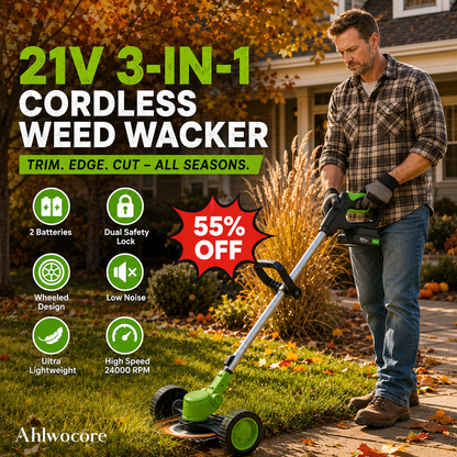 🔥 Cut, Edge & Trim with Ease! 🌿 21V 3-in-1 Cordless Trimmer + 2 Batteries | Save 55% Today