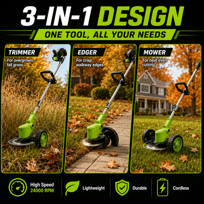 🔥 Cut, Edge & Trim with Ease! 🌿 21V 3-in-1 Cordless Trimmer + 2 Batteries | Save 55% Today