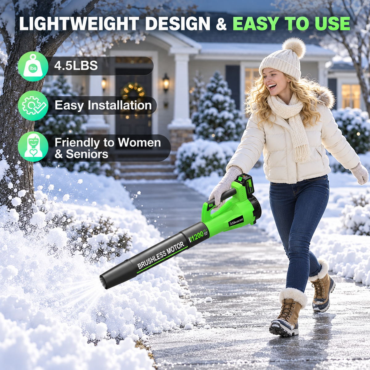 🍂❄️ One Blower, All Seasons! 1200W Cordless Power for Leaves, Heavy Snow & More ⚡