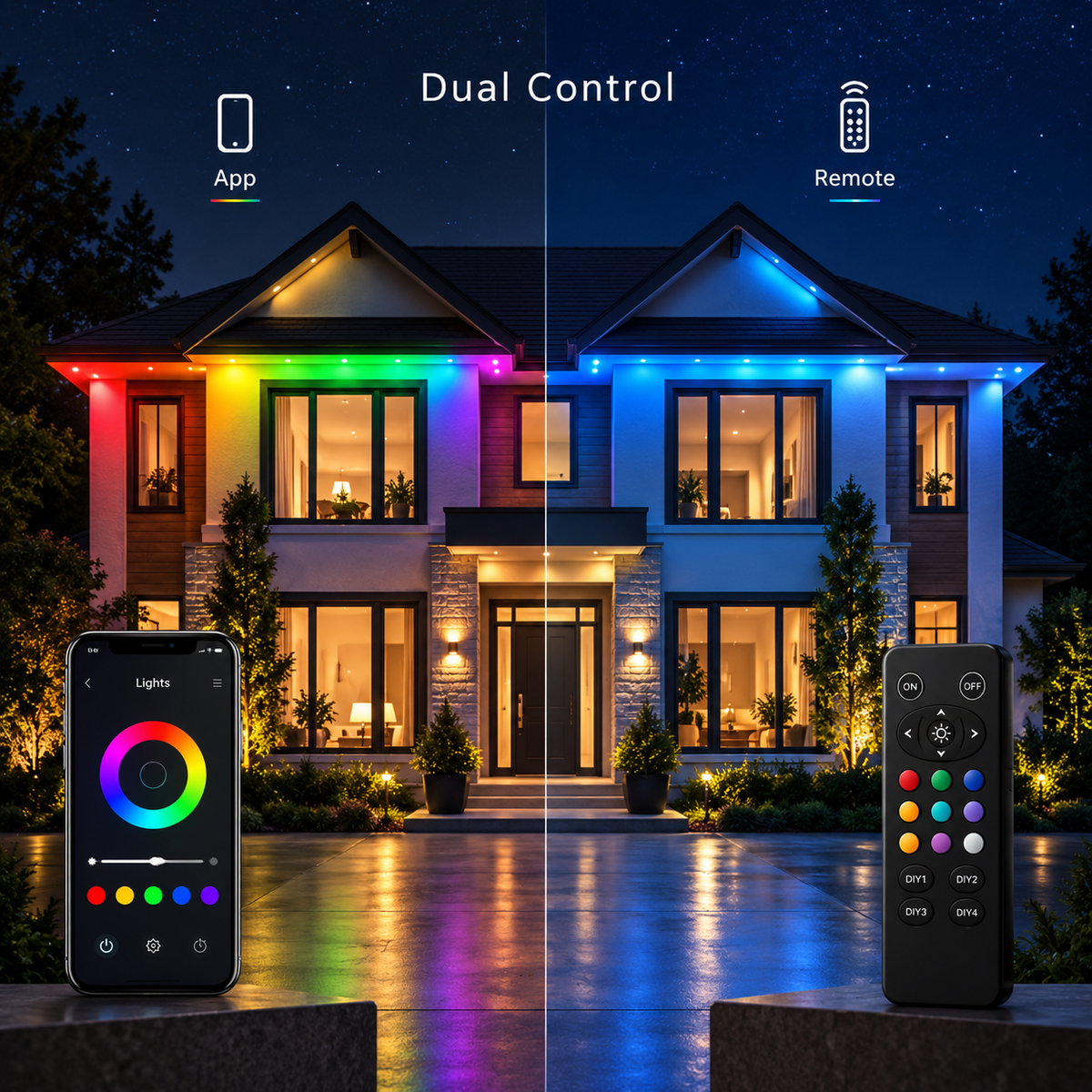 🏠✨Permanent Outdoor Smart Lights – 📱App-Controlled Multi-Color Roofline Lighting