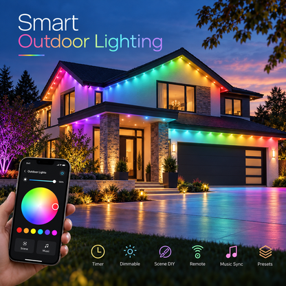 🏠✨Permanent Outdoor Smart Lights – 📱App-Controlled Multi-Color Roofline Lighting