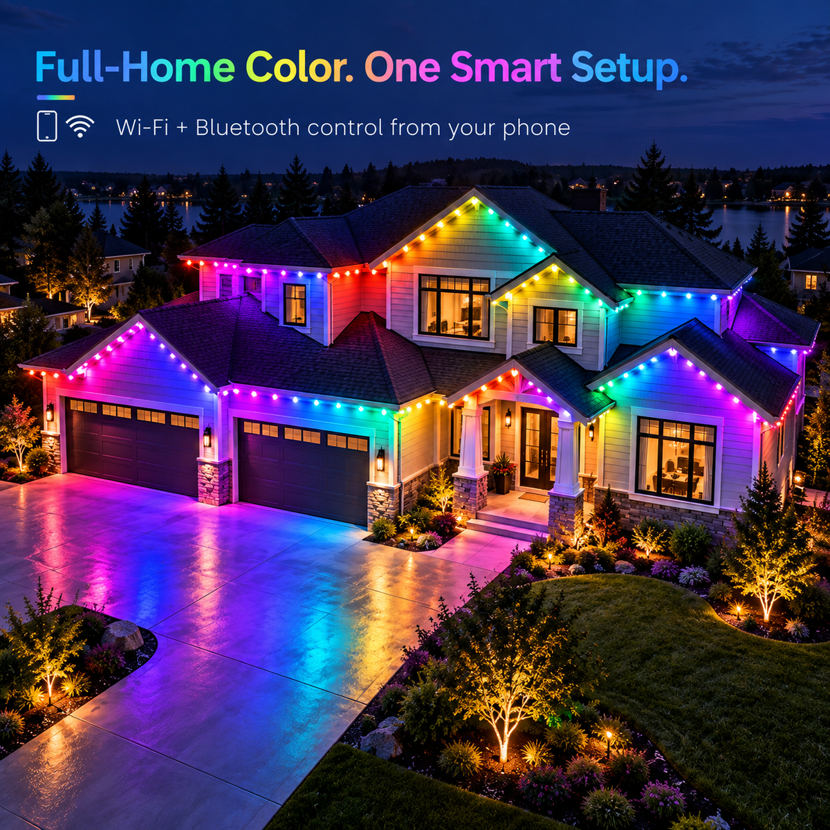 🏠✨Permanent Outdoor Smart Lights – 📱App-Controlled Multi-Color Roofline Lighting