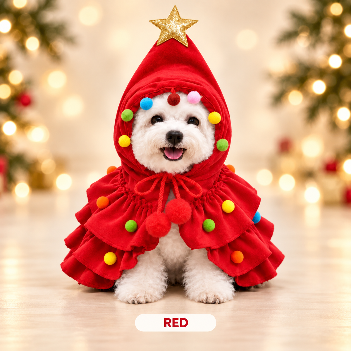 Red Christmas tree pet costume