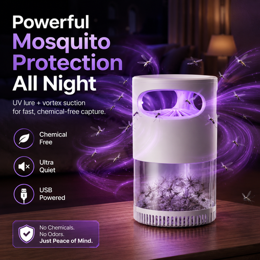 🚫No More Mosquito At Night🌙Quiet UV Mosquito Trap – Chemical-Free & Safe for Kids & Pets🦟