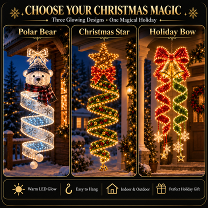 ✨Last day for 53% off🎄 Christmas Magic Spiral Hanging LED Light – 3 Festive Designs ✨