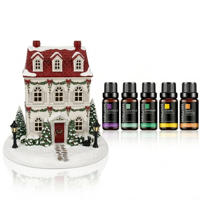 🏠 Christmas House Aroma Diffuser – Gentle Mist & Glowing Windows