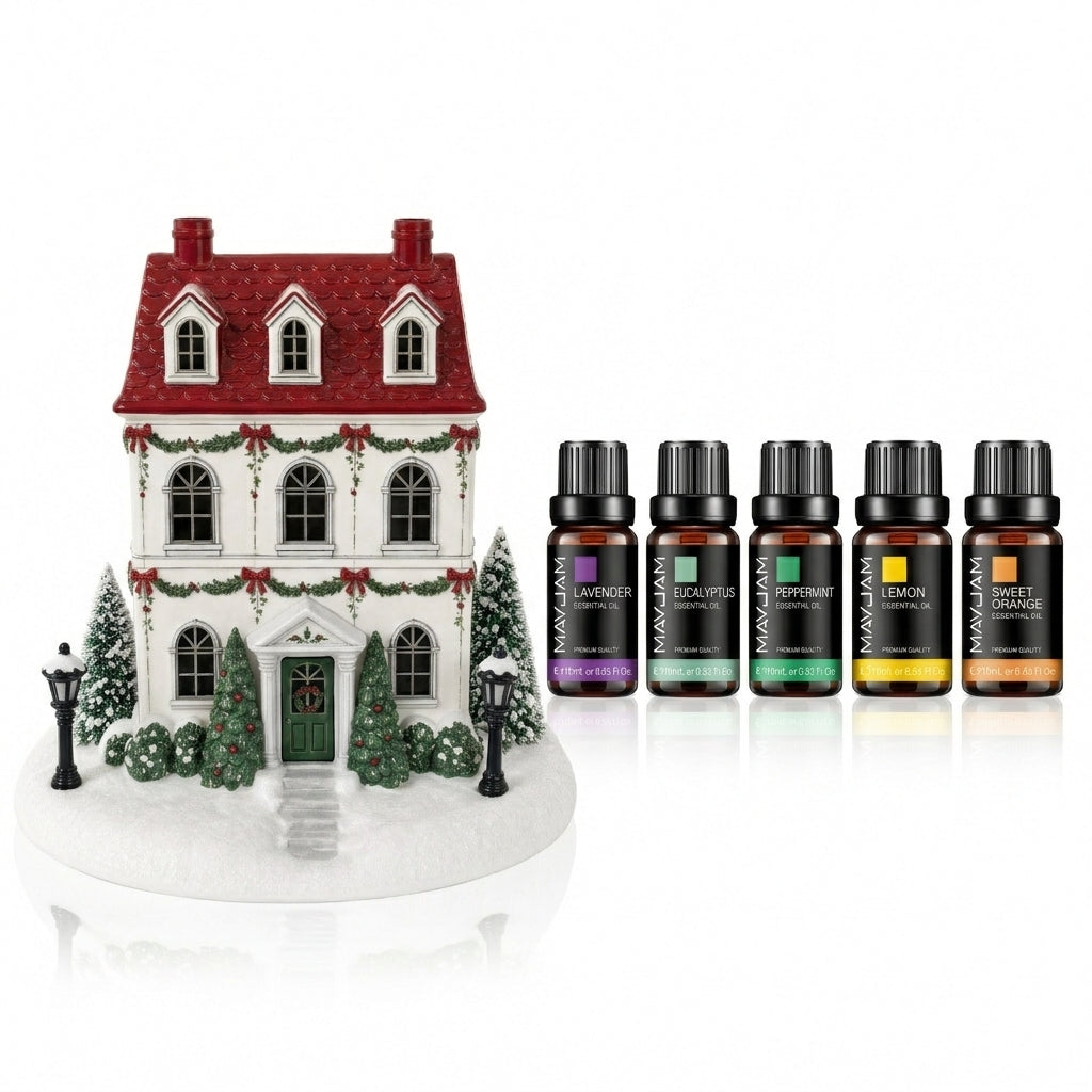 🏠 Christmas House Aroma Diffuser – Gentle Mist & Glowing Windows