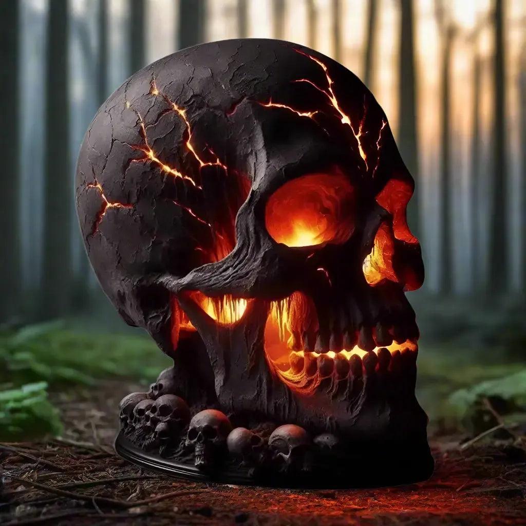 Gothic Skull Desk Lamp with Spooky LED Light for Witchy Halloween Decoration