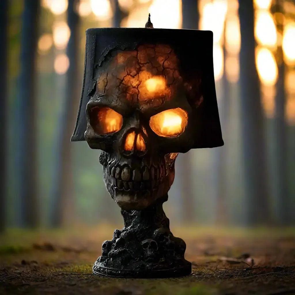 Gothic Skull Desk Lamp with Spooky LED Light for Witchy Halloween Decoration