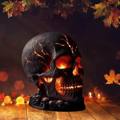 Gothic Skull Desk Lamp with Spooky LED Light for Witchy Halloween Decoration