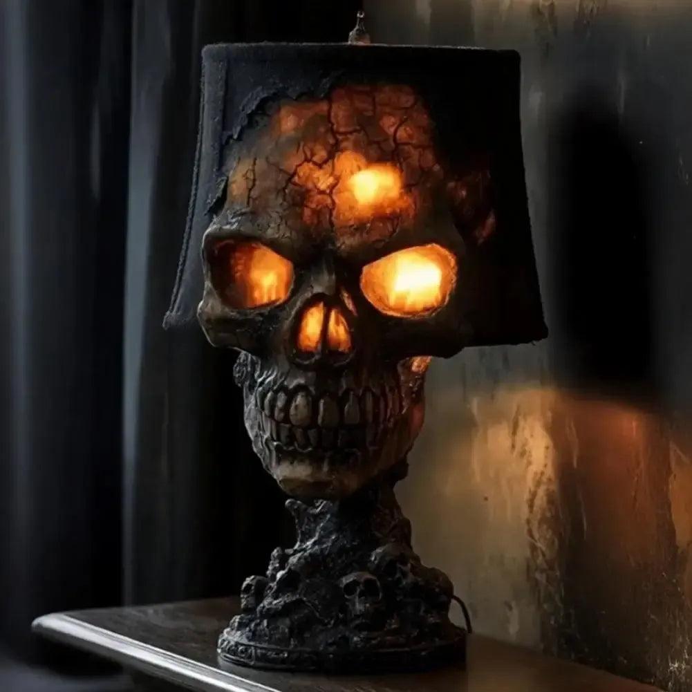 Gothic Skull Desk Lamp with Spooky LED Light for Witchy Halloween Decoration