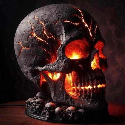Gothic Skull Desk Lamp with Spooky LED Light for Witchy Halloween Decoration