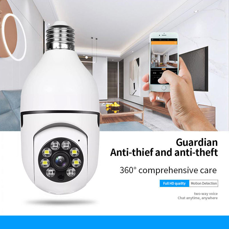 🔦🏠 WiFi Bulb Security Camera | Weatherproof 360° Rotating Surveillance Cam With Smart Motion Alert & Color Night Vision