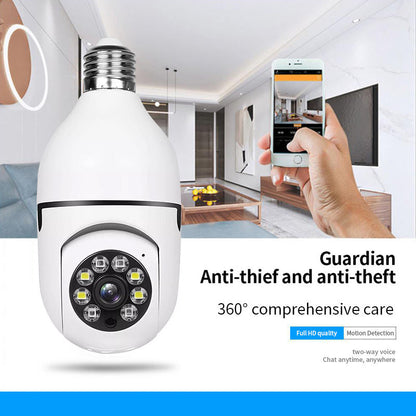 🔦🏠 WiFi Bulb Security Camera | Weatherproof 360° Rotating Surveillance Cam With Smart Motion Alert & Color Night Vision