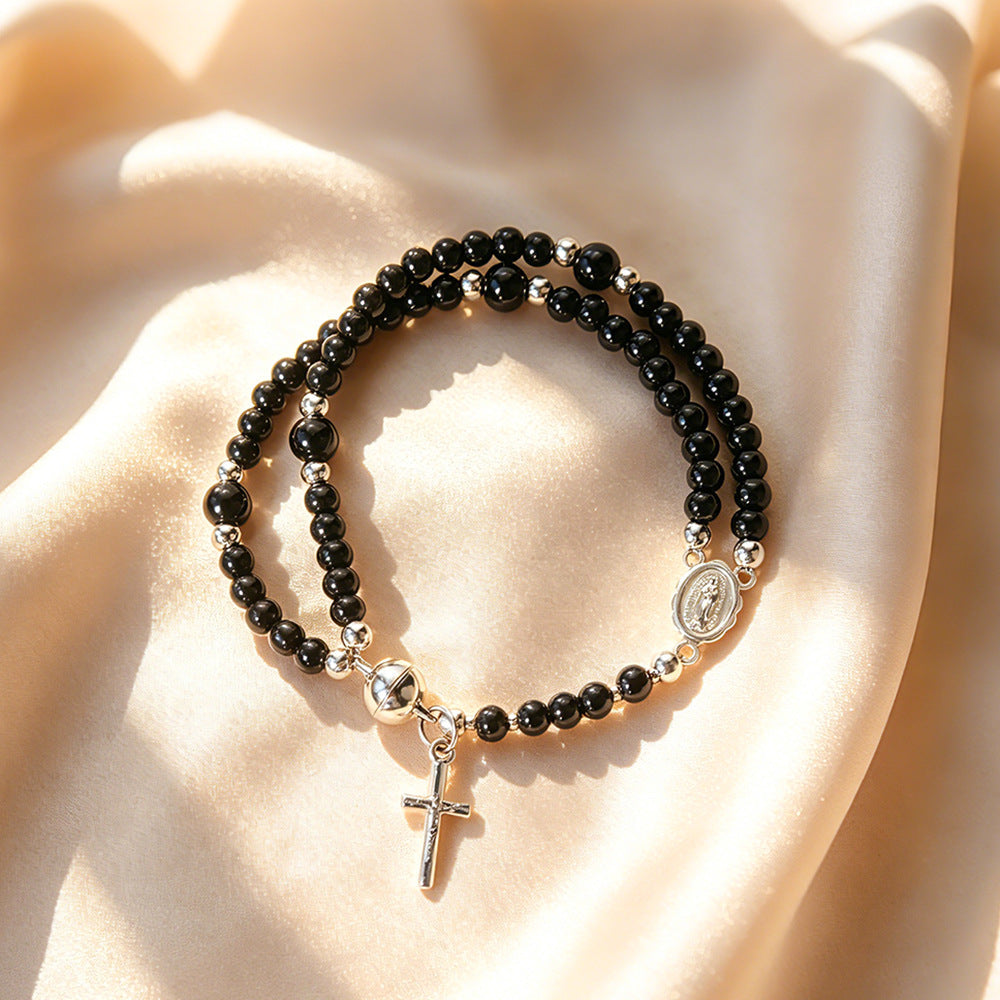 Black agate magnetic prayer beads