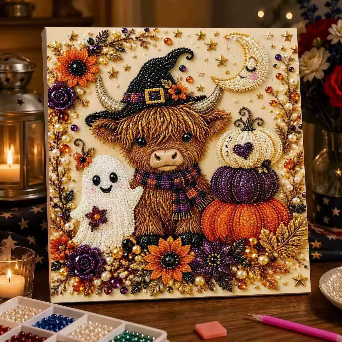 🎃 Halloween Diamond Painting Kit – 6 Spooky Sparkling Designs