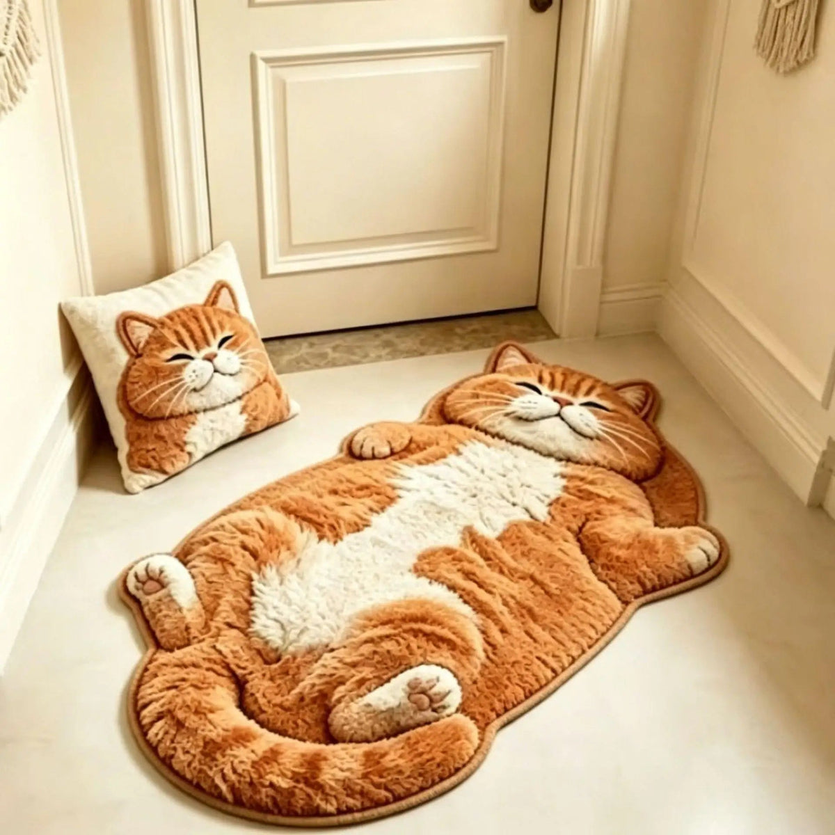 🐱Chubby Tabby Cat Shaped Rug – Soft Cat Lover Home Decor