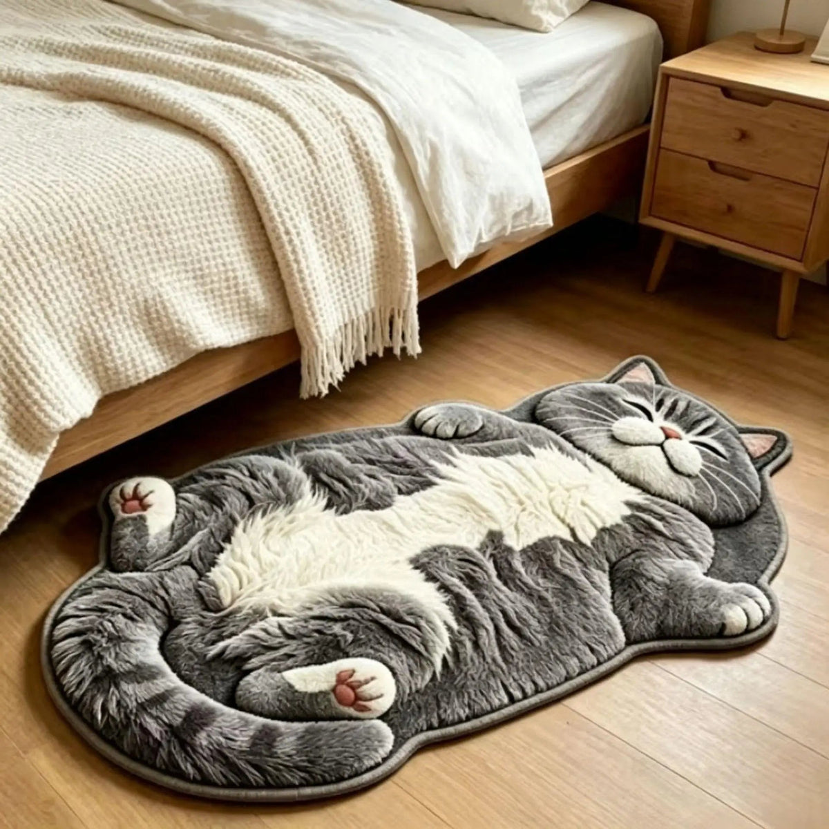 🐱Chubby Tabby Cat Shaped Rug – Soft Cat Lover Home Decor