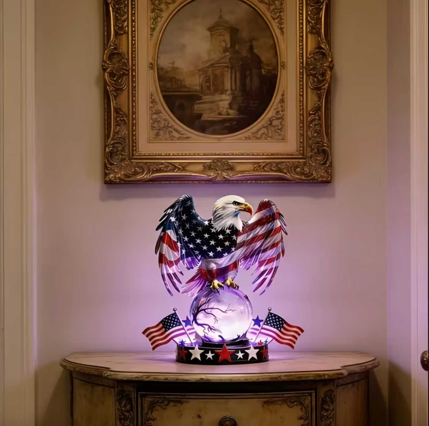 🦅 American Pride Decor- 🇺🇸 Freedom Eagle Patriotic LED Table Lamp✨