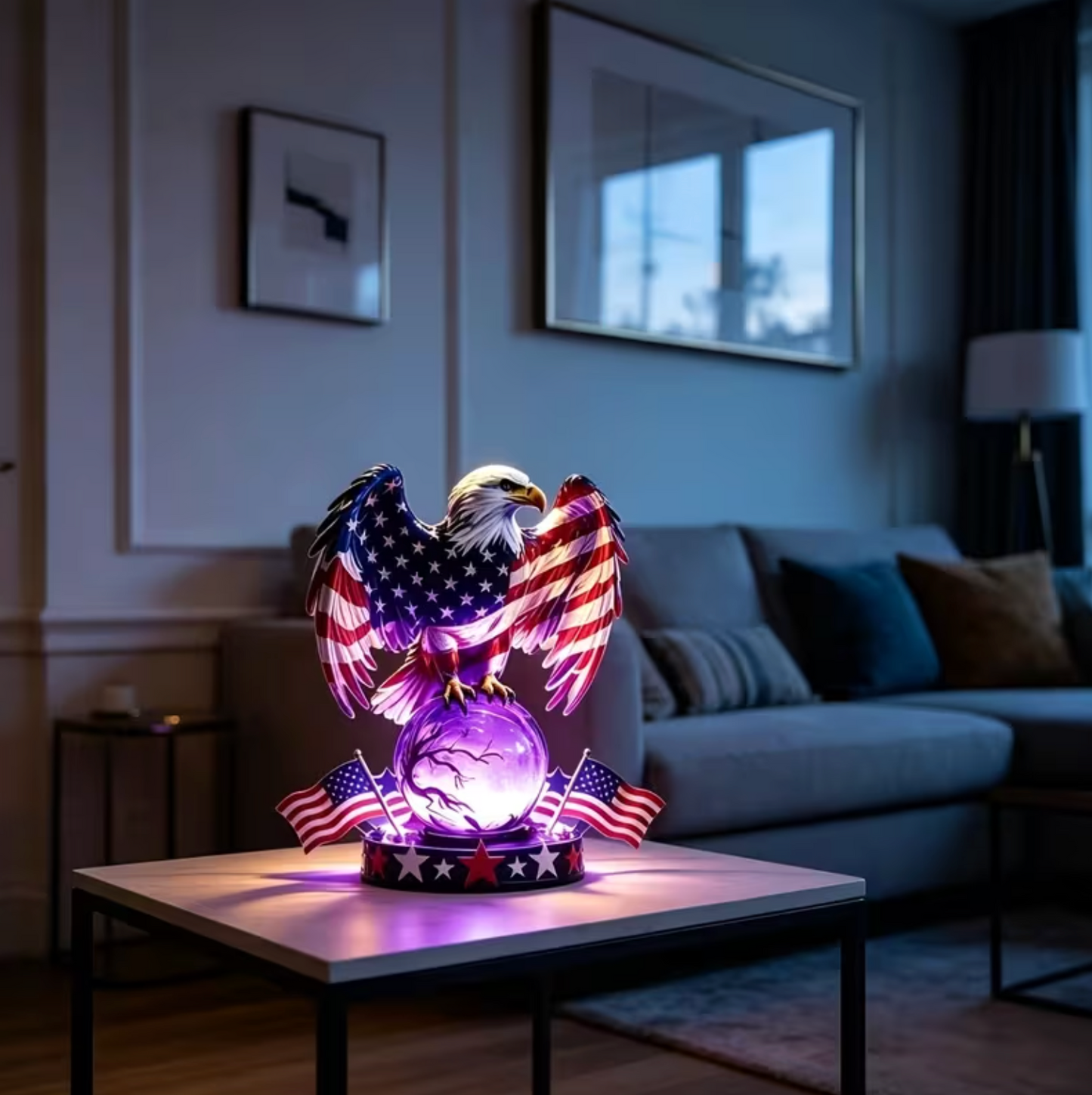 🦅 American Pride Decor- 🇺🇸 Freedom Eagle Patriotic LED Table Lamp✨