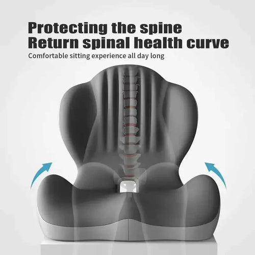Ergonomic Memory Foam Seat Cushion with Lumbar & Back Support, Relieves Back Pain, Reduces Pressure