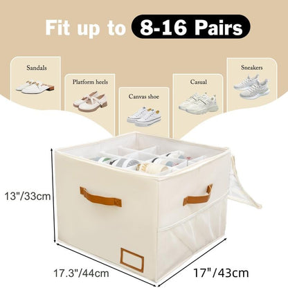 👟Space-Saving Fabric Shoe Storage Box with Clear Lid
