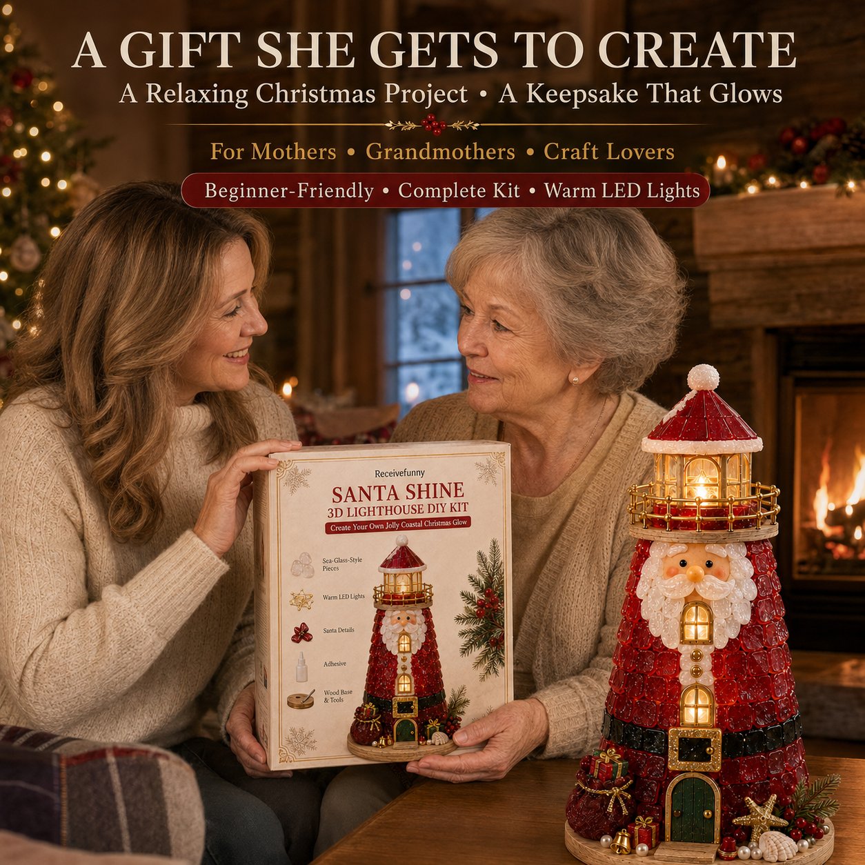 ✨Light‑Up Christmas Character Lighthouse | Complete DIY Craft Kit For Holiday Decor