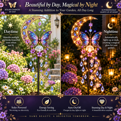 🦋 Glowing Butterfly Crescent Moon Solar Garden Light