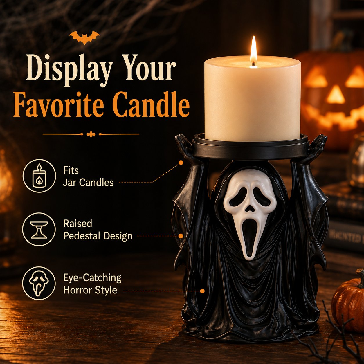 👻 Ghostface Scream Candle Holder 🕯️ Spooky Halloween Decor