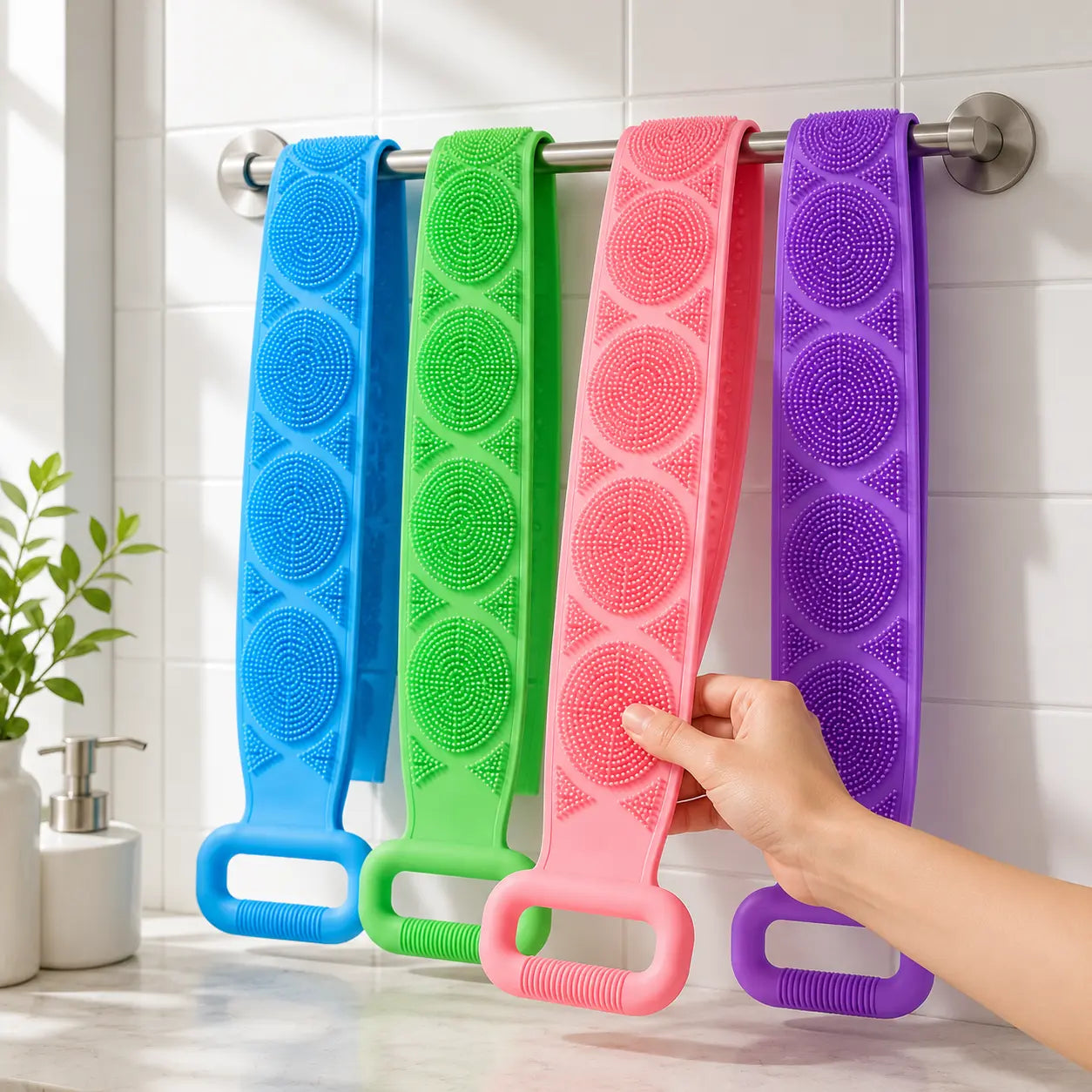 Silicone Bath Brush, Double-Sided Back Scrubber for Body Cleansing & Exfoliating
