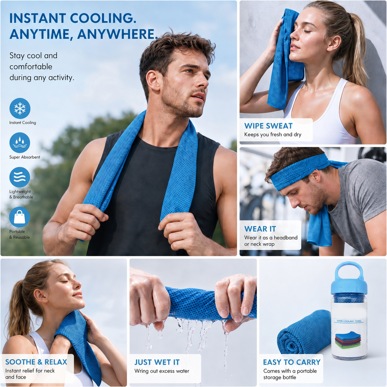 🩵Last Day Buy 1 Get 1 Free🩵🌞 Summer Essential-❄Absorbent Quick-Drying Gym Cooling Towels
