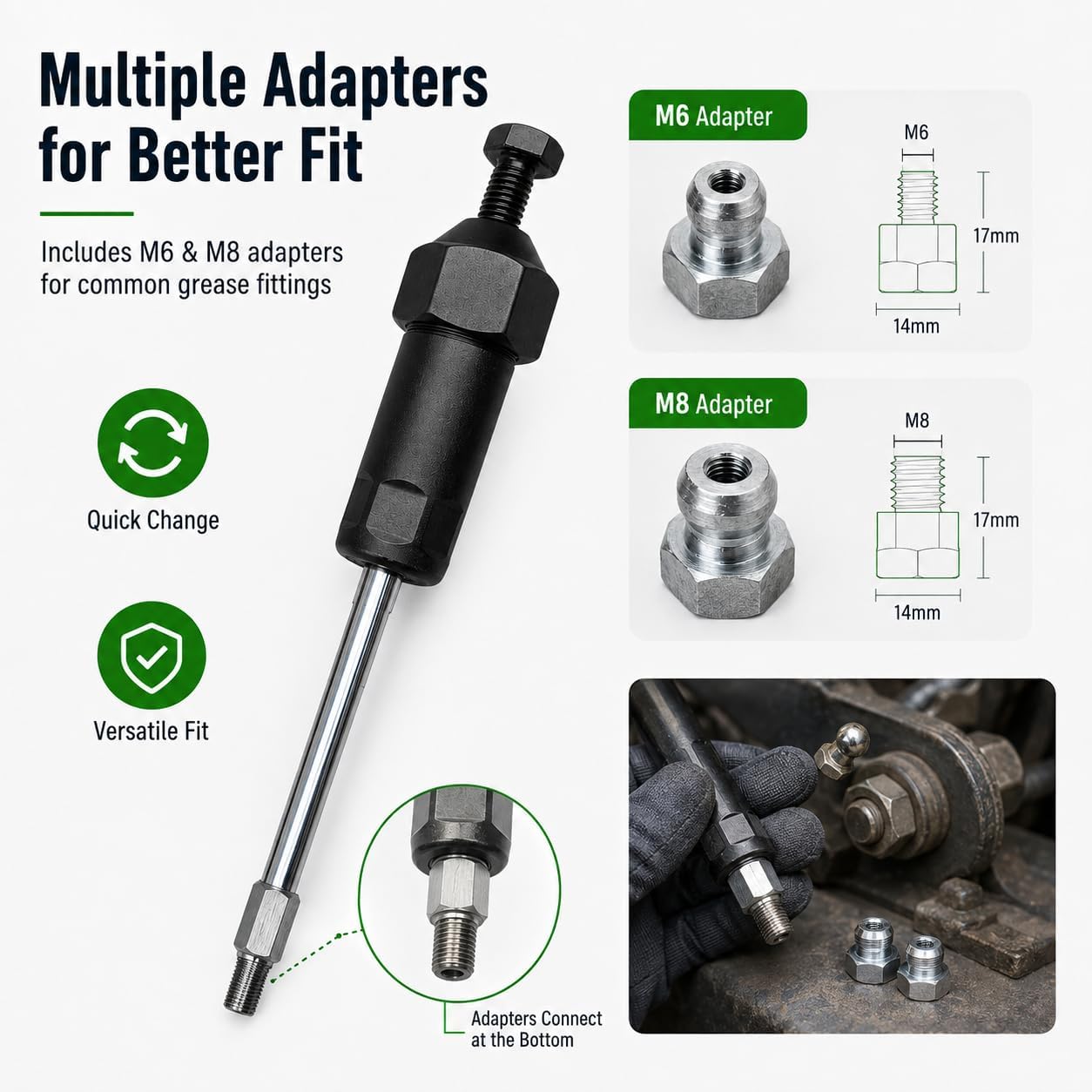 M6 and M8 Grease Fitting Adapters