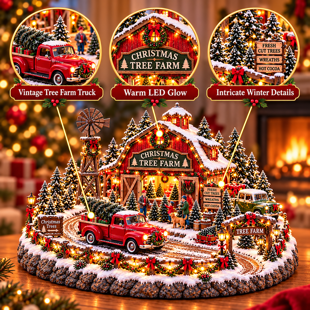 🚗 Christmas Classic Gas Station Village –4 Holiday Vehicle Scenes