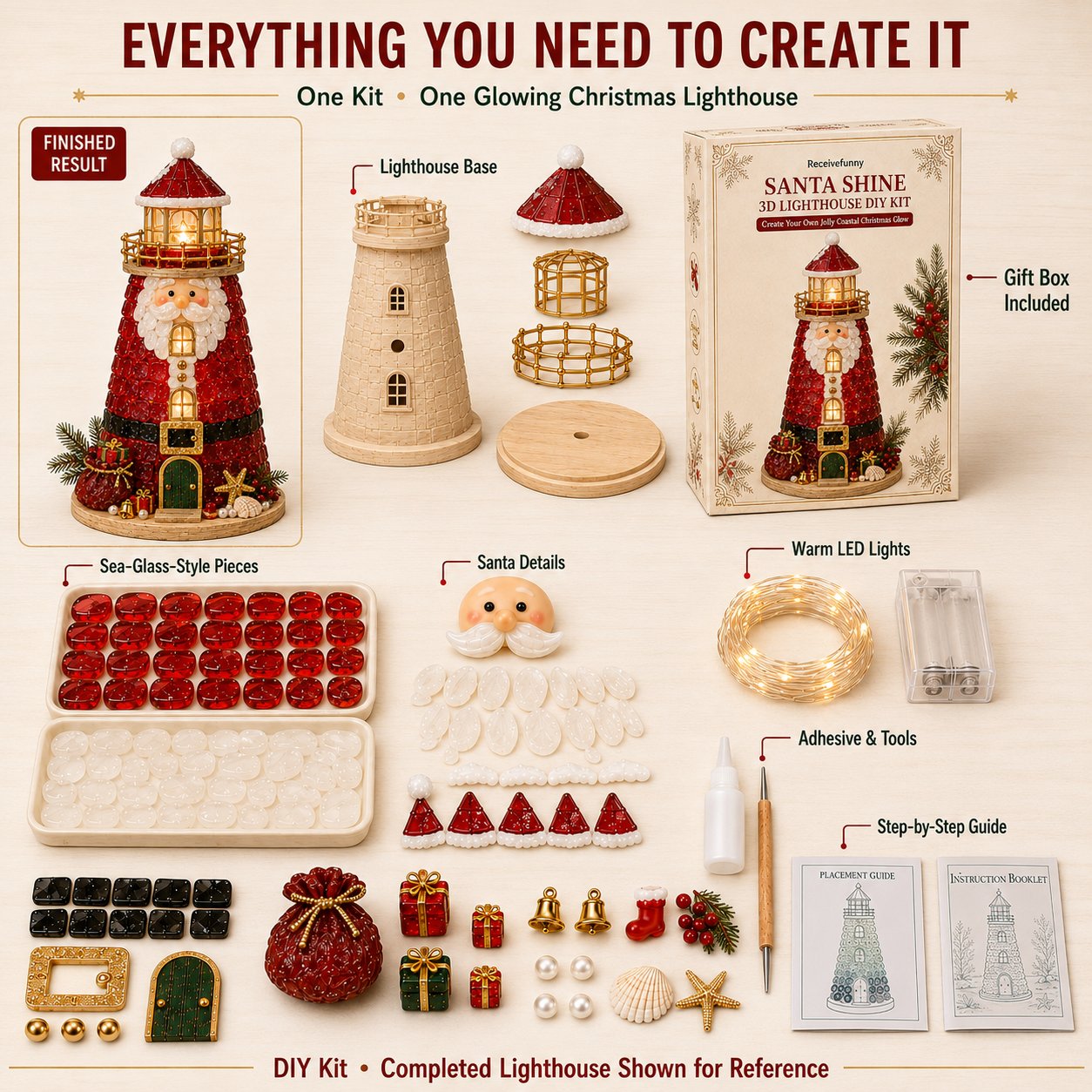 ✨Light‑Up Christmas Character Lighthouse | Complete DIY Craft Kit For Holiday Decor
