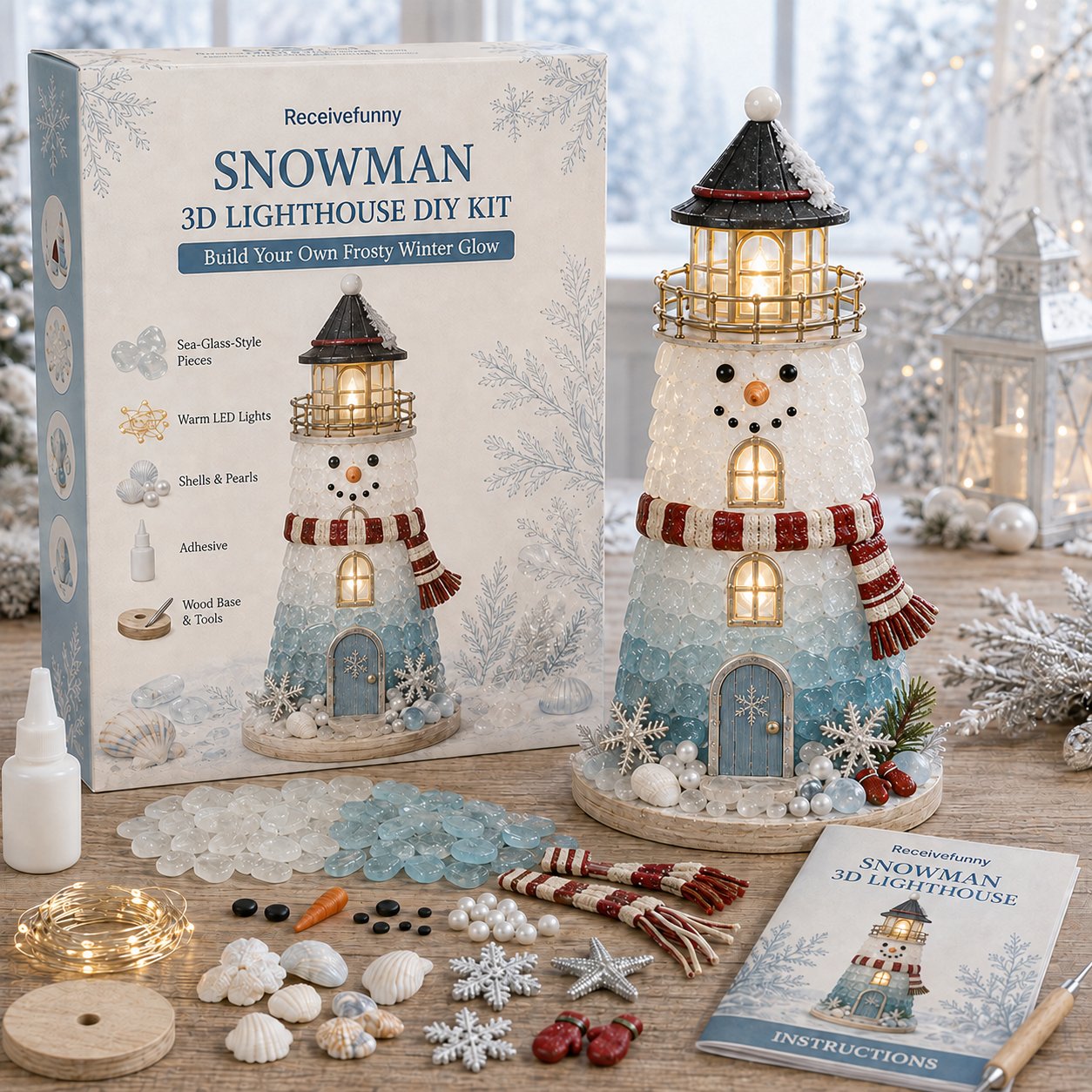 ✨Light‑Up Christmas Character Lighthouse | Complete DIY Craft Kit For Holiday Decor