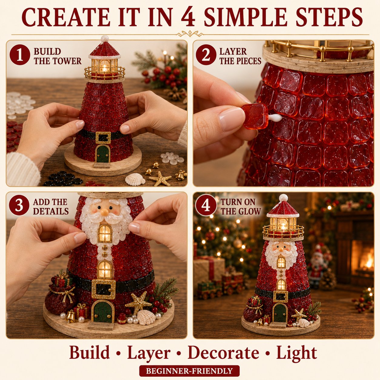 ✨Light‑Up Christmas Character Lighthouse | Complete DIY Craft Kit For Holiday Decor