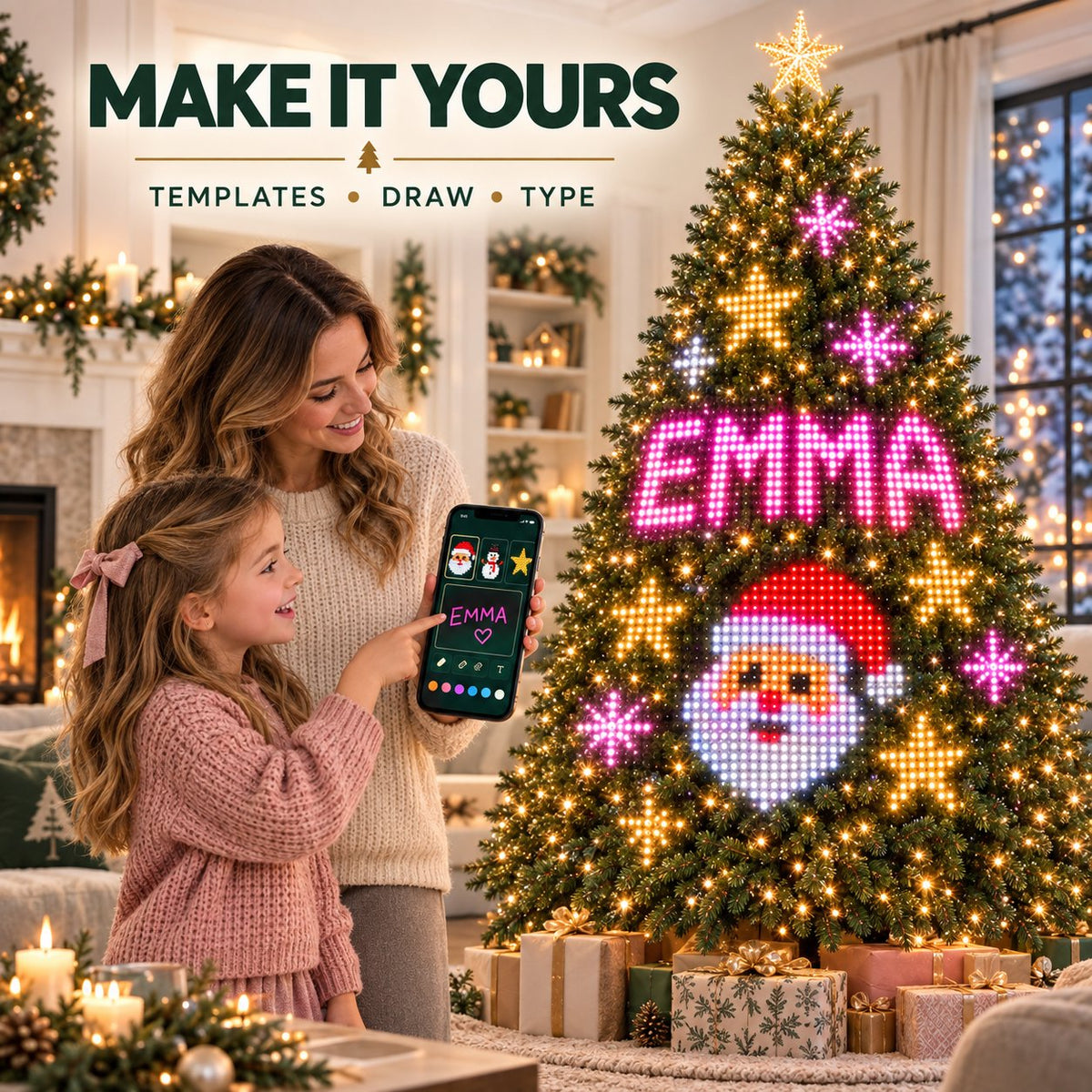 🎅No WiFi Needed Pixel Christmas Lights | Built-in Timer For Auto On/Off | Create Magical Christmas Night