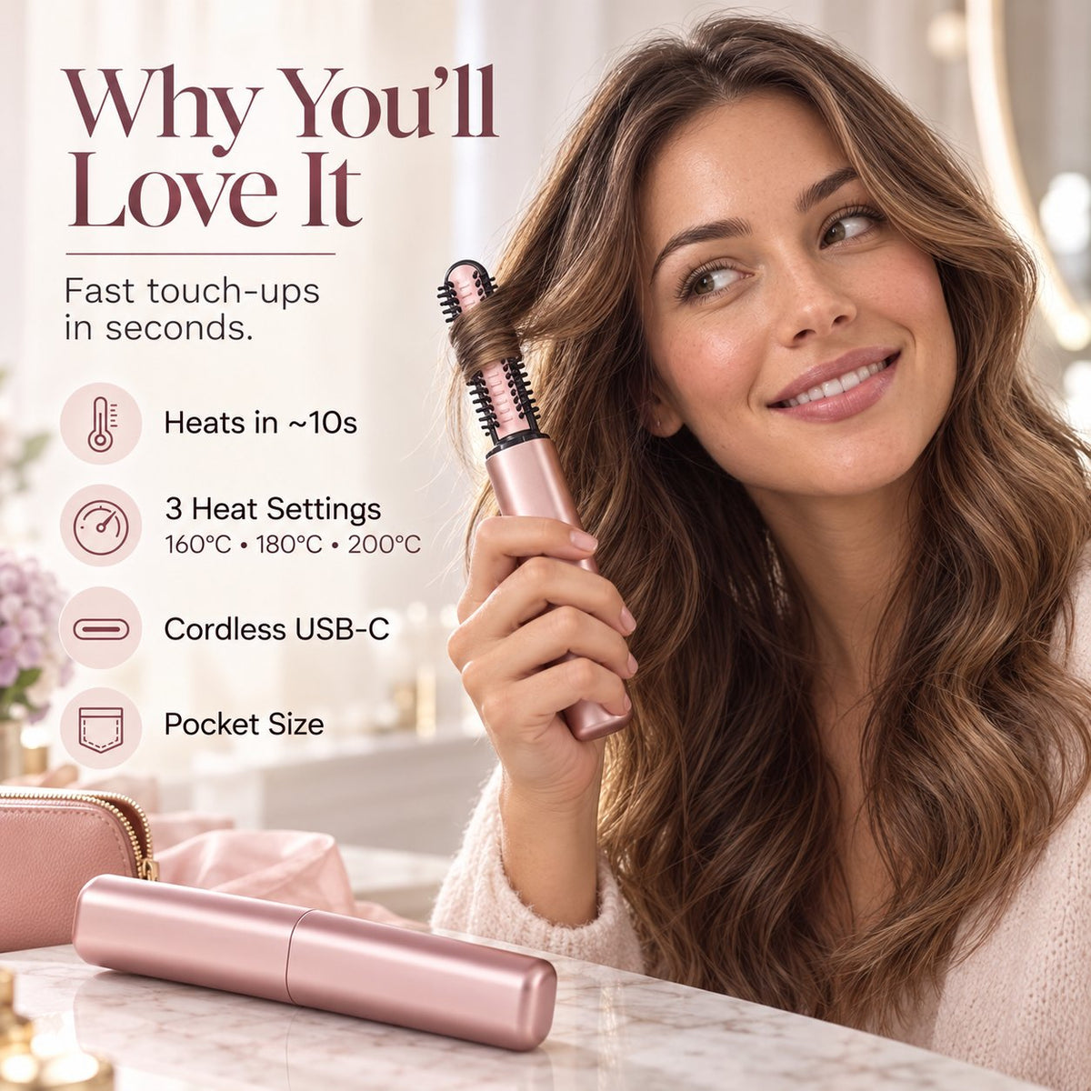 Ahlwocore cordless ceramic mini hair curler image 3