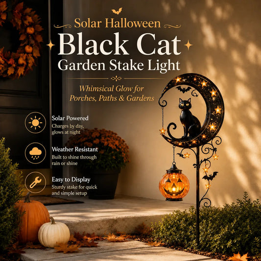 🐈⬛ Solar Black Cat Garden Stake Light 🎃 Create a Magical Halloween Glow
