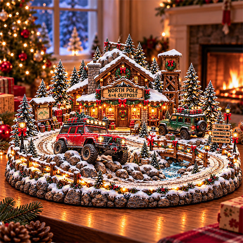🚗 Christmas Classic Gas Station Village –4 Holiday Vehicle Scenes