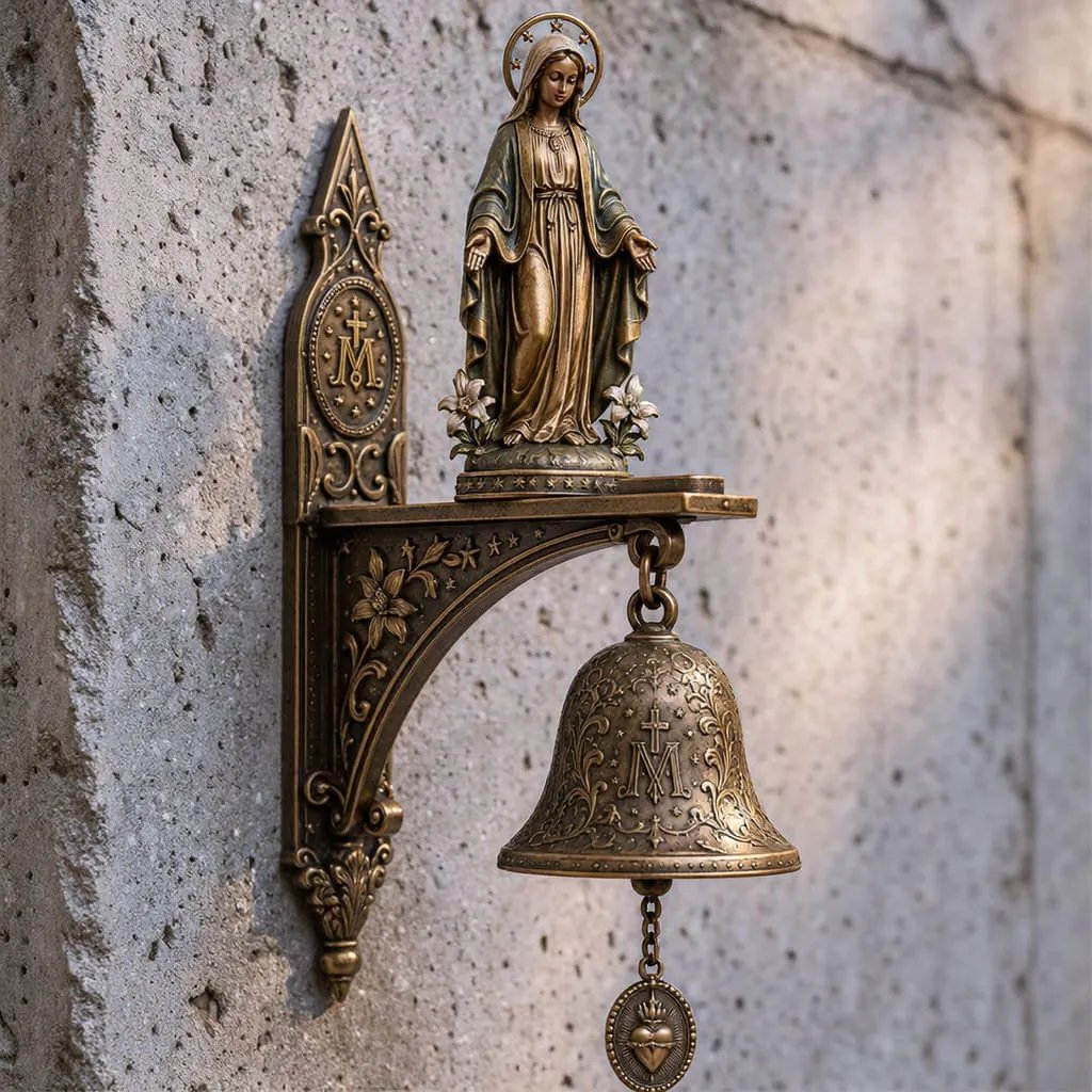 ✨ Our Lady of Grace Miraculous Medal Wall Bell – A Meaningful Catholic Gift for Mom, Grandma & Women of Faith