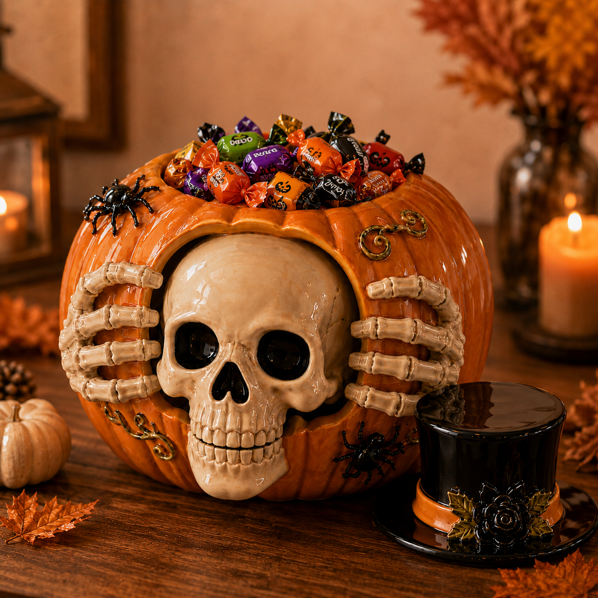 💀🎃 Skull Pumpkin Candy Bowl 🍬 Perfect for Halloween Treats