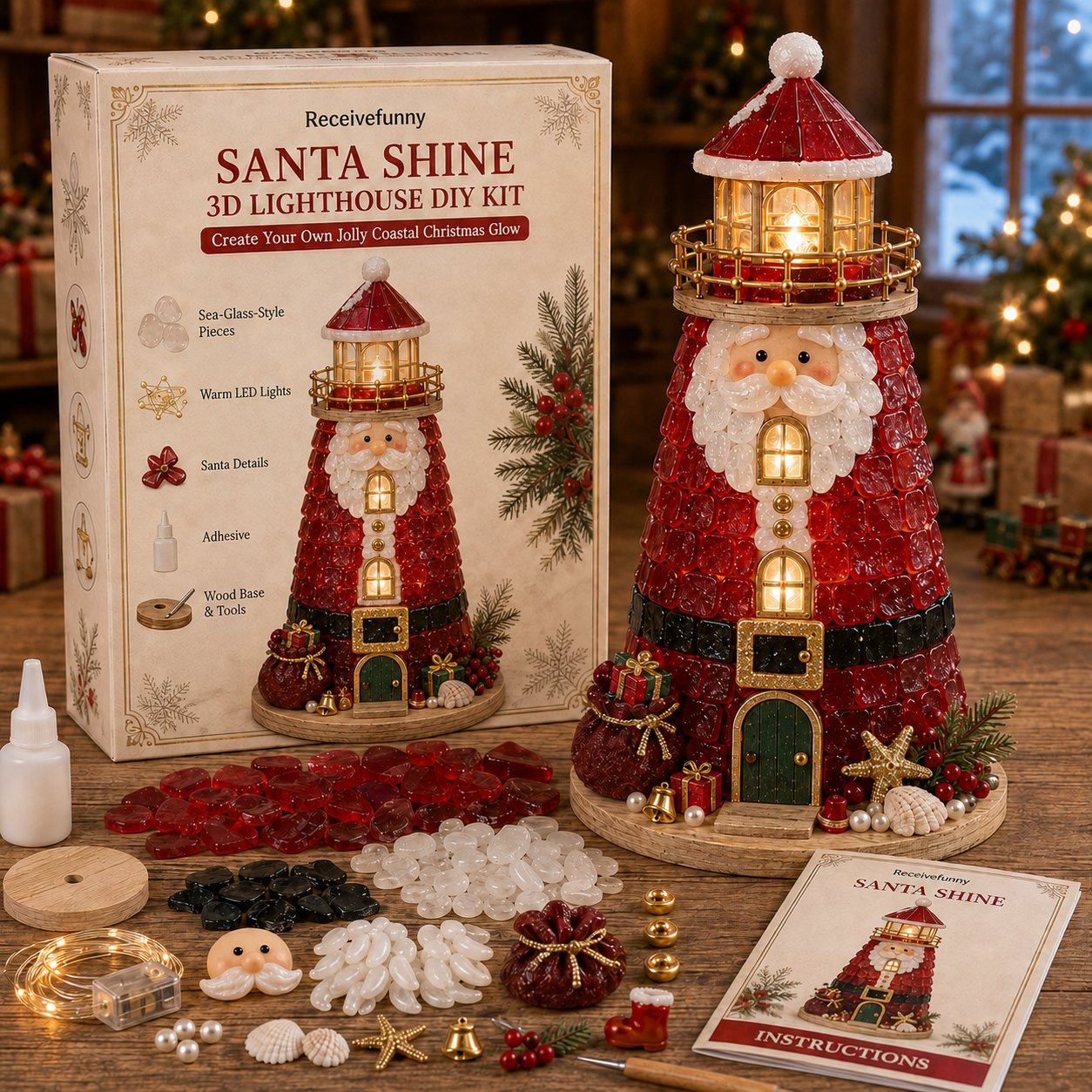 ✨Light‑Up Christmas Character Lighthouse | Complete DIY Craft Kit For Holiday Decor
