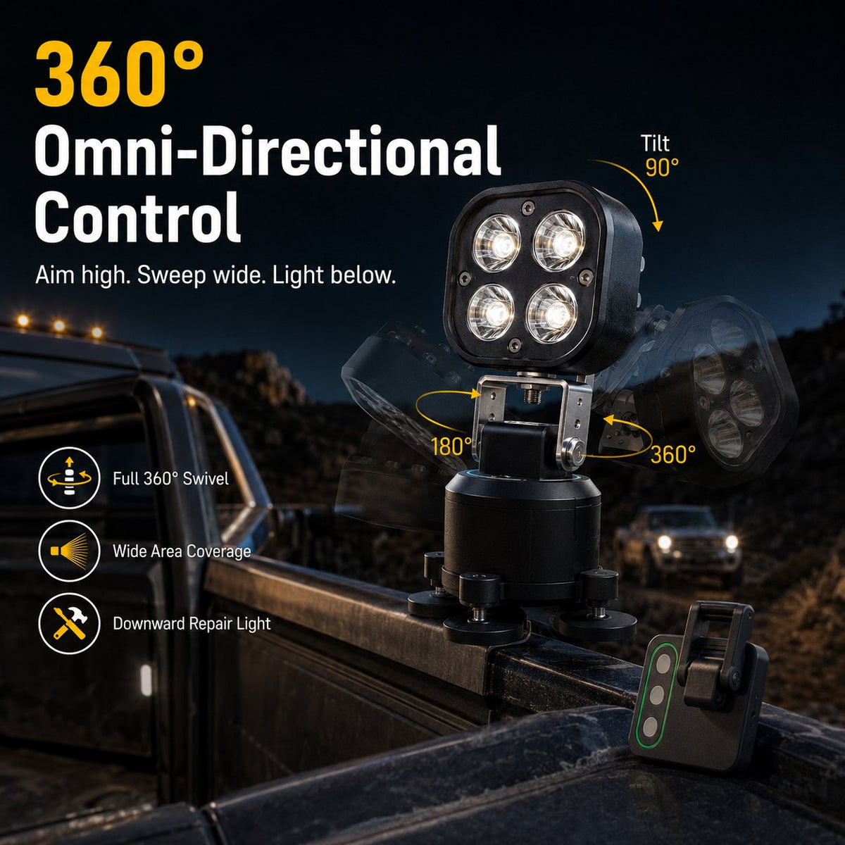 🔦 360° Magnetic LED Pod Light – Car, Camping & Emergency