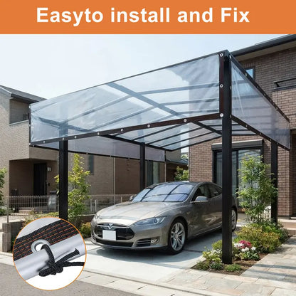 ☔Clear Waterproof PE Tarp, Transparent Outdoor Cover with Metal Grommets