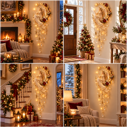 🔥 Last Day 50% OFF –Angel’s Moonlit Starfall – Lighted Christmas Angel Wall Decor 🪽