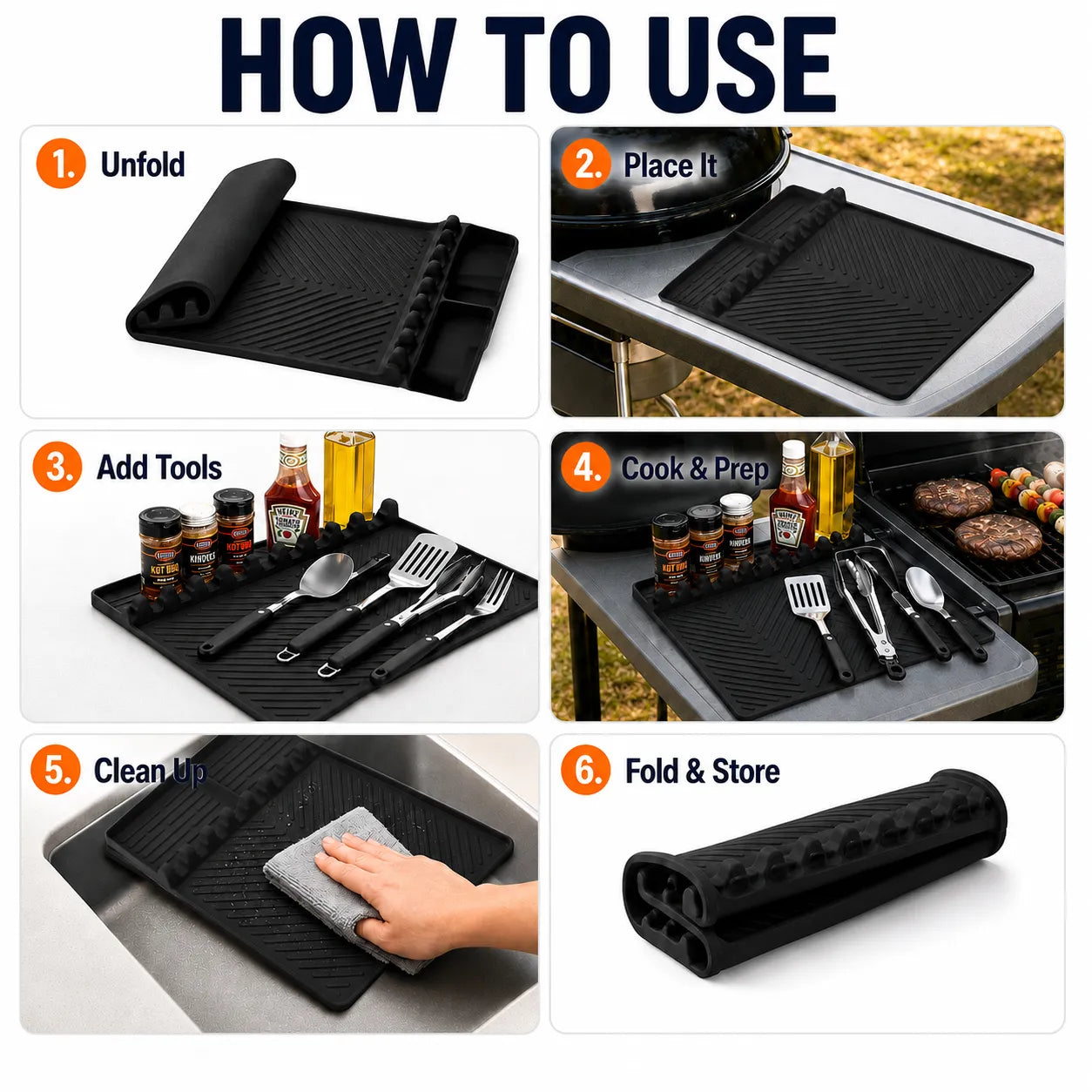 16.5x11' Silicone Mat – Heat Resistant, Dishwasher Safe, Non-Slip for Grill & Counter