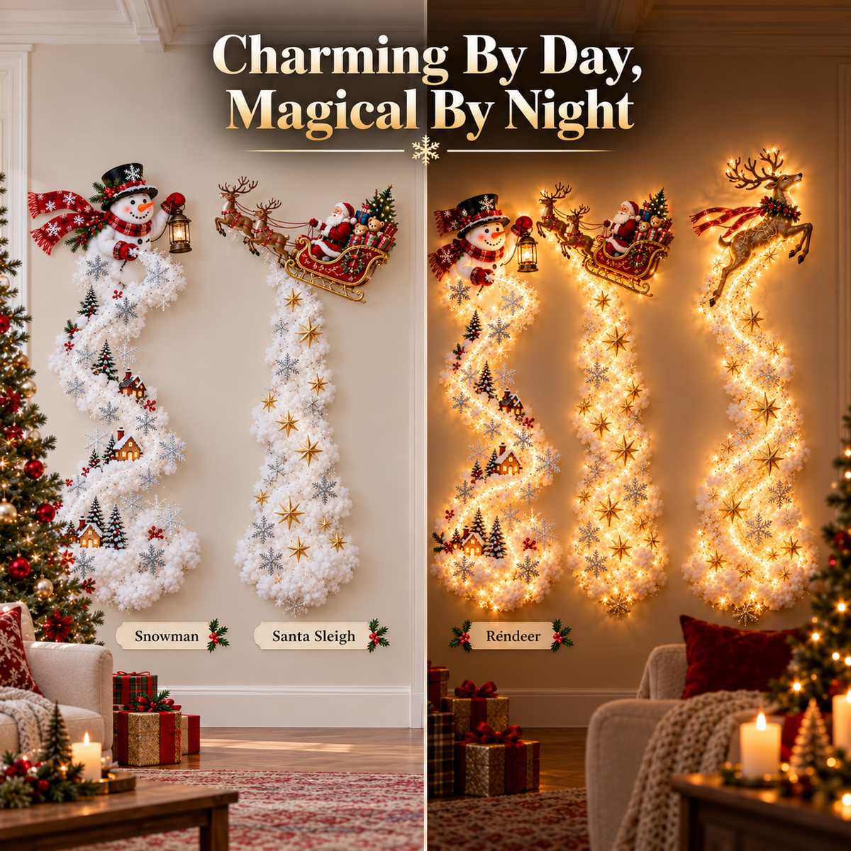 🎄48% OFF｜Christmas Magic Trail Wall Light – Layered Lighted Christmas Scene✨